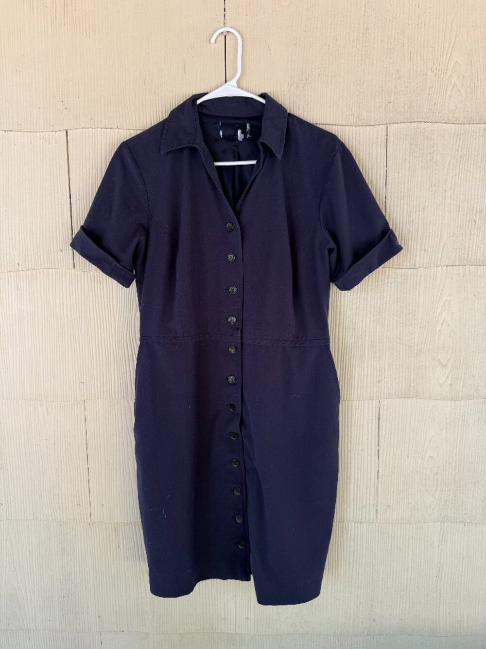Lands' End Navy Blue Short-Sleeve Shirt Dress 💙